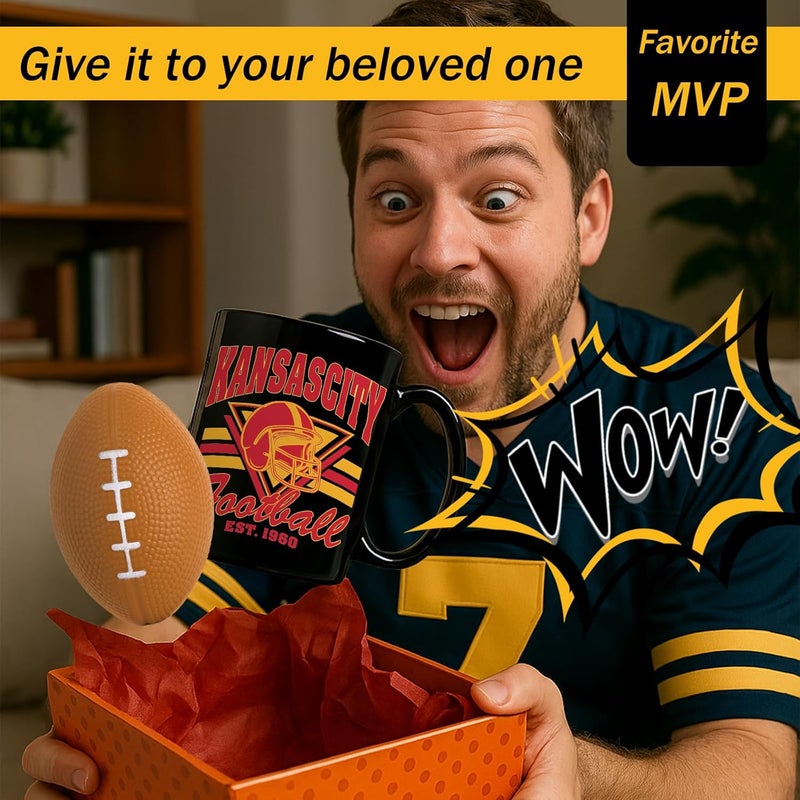 Kiraddle Football Fan Ceramic Coffee Mug Football Themed Men Guy Male Happy Birthday Gifts Ideal Best Friend Close Friendship Big Small Brother Long Distance Cool Stuff Unique Christmas Xmas Present - Image 2